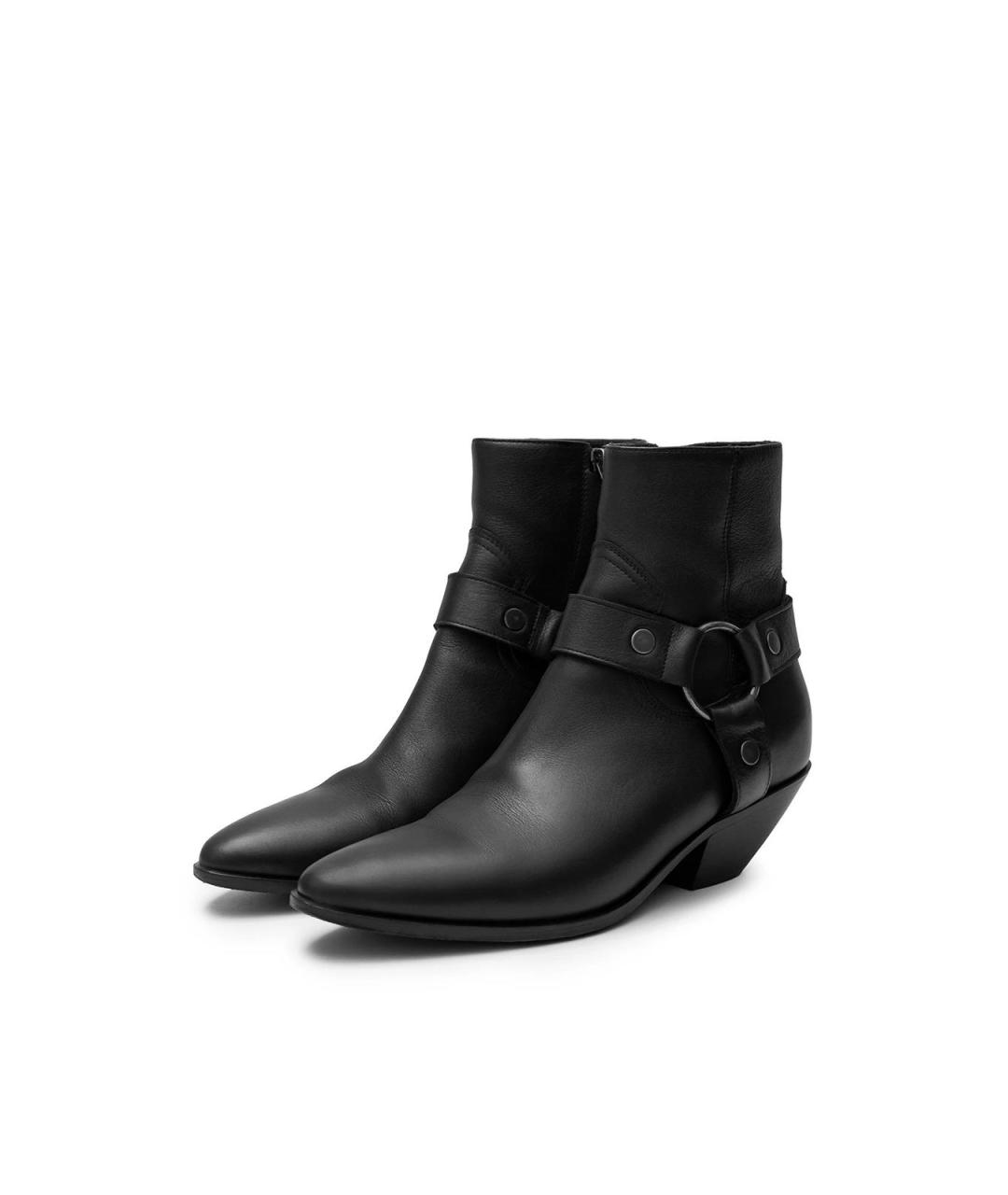 SAINT LAURENT Черные кожаные полусапоги, фото 2