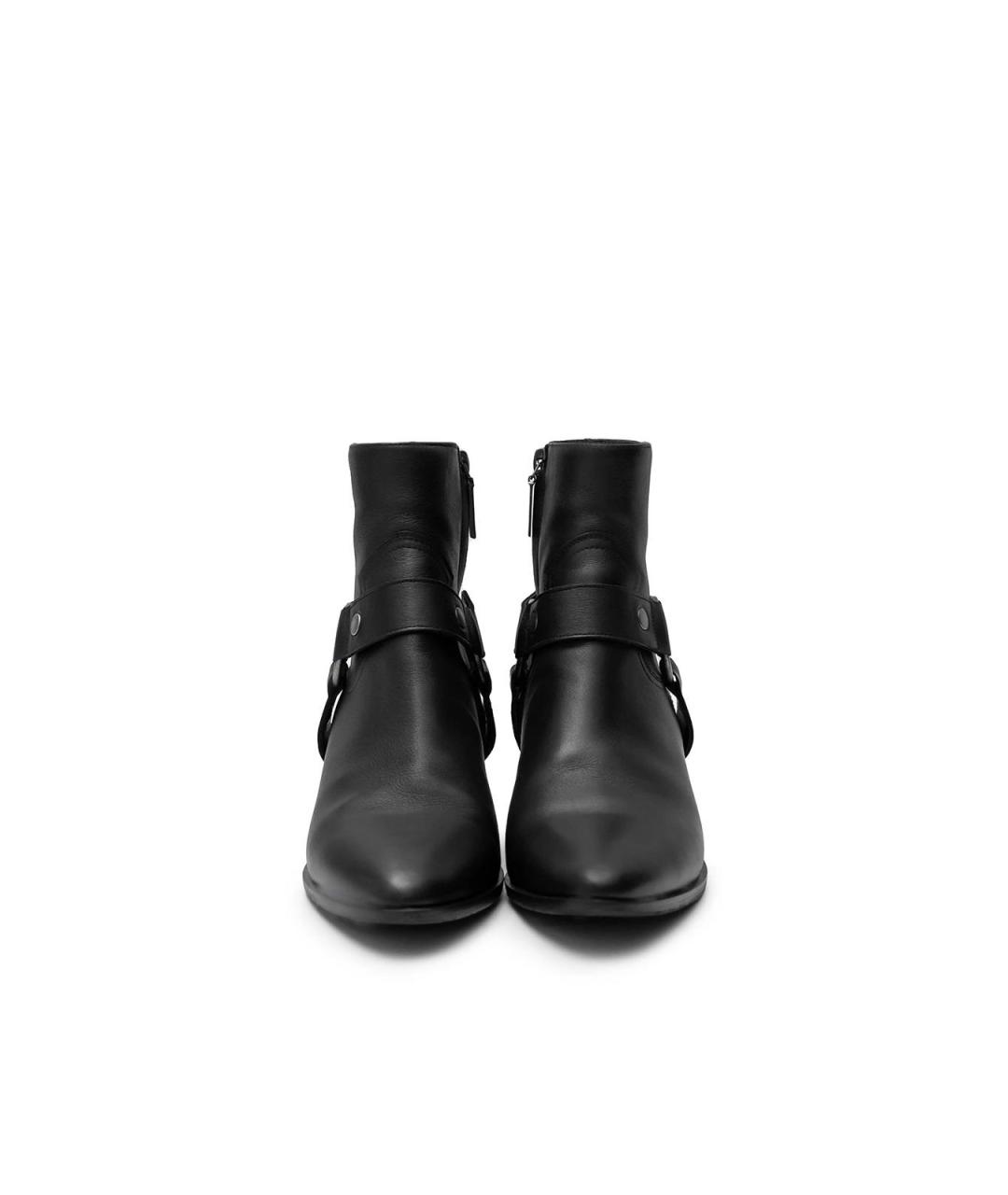 SAINT LAURENT Черные кожаные полусапоги, фото 4