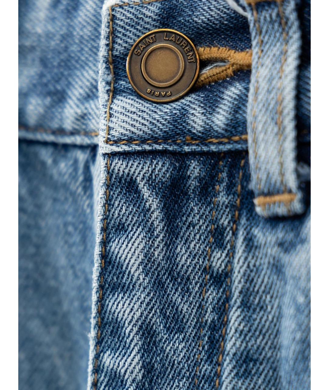 SAINT LAURENT Голубые хлопковые прямые джинсы, фото 3