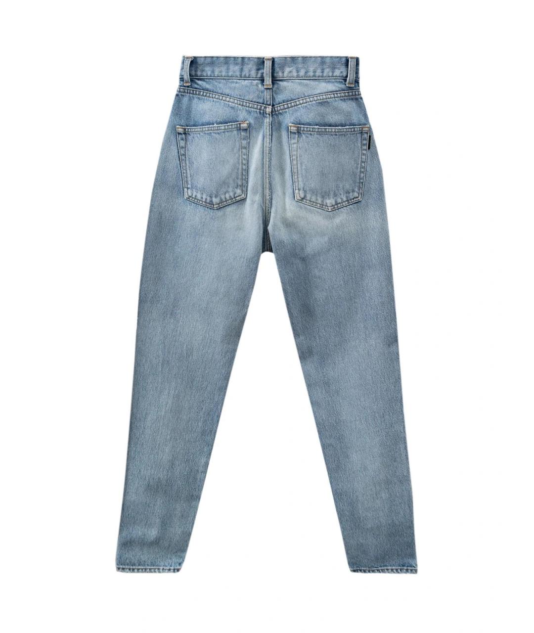 SAINT LAURENT Голубые хлопковые прямые джинсы, фото 2