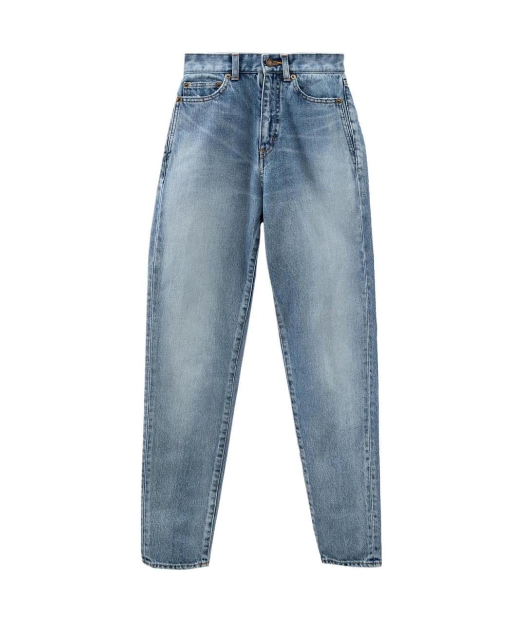 SAINT LAURENT Голубые хлопковые прямые джинсы, фото 1