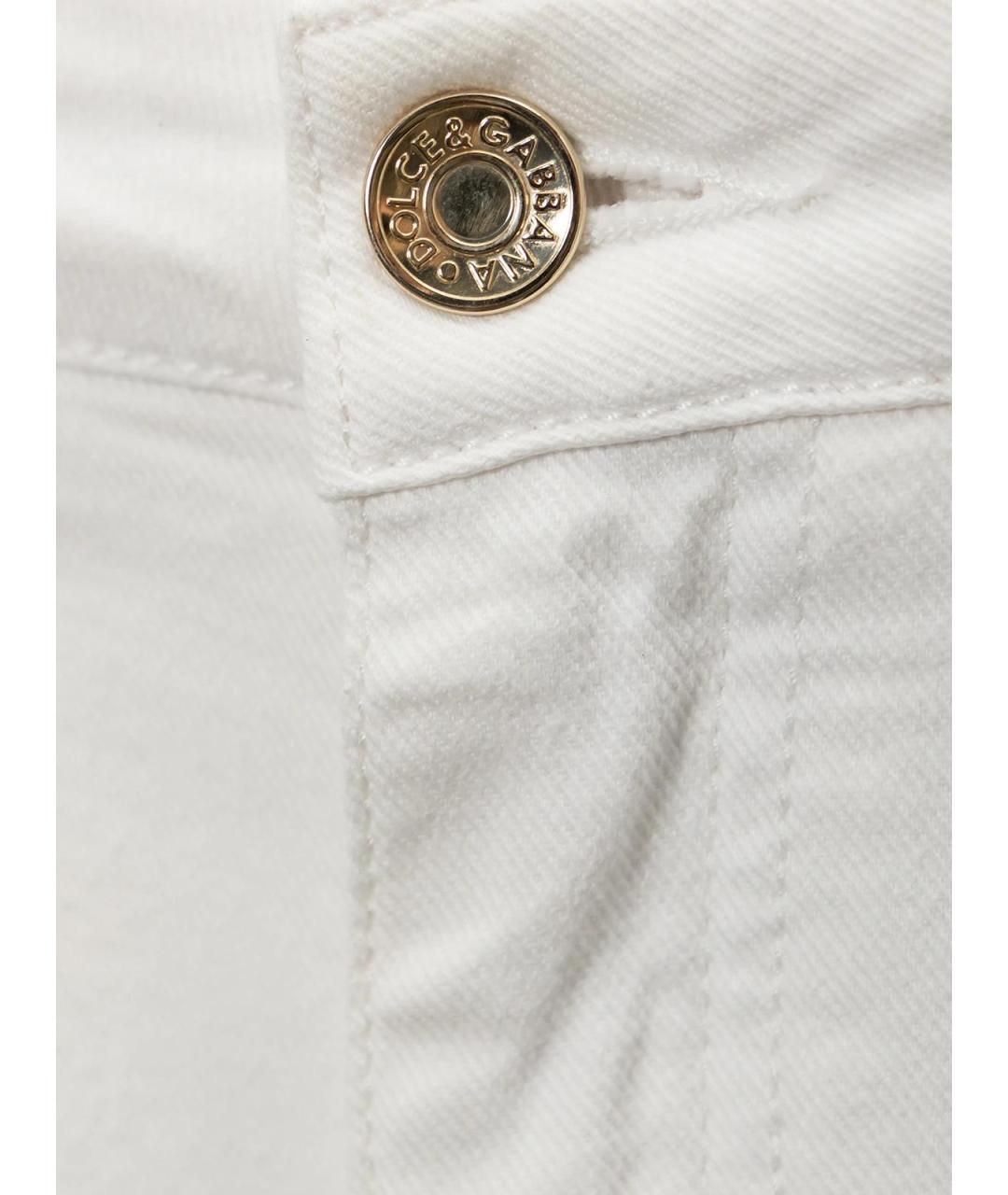 DOLCE&GABBANA Белые хлопковые прямые джинсы, фото 3