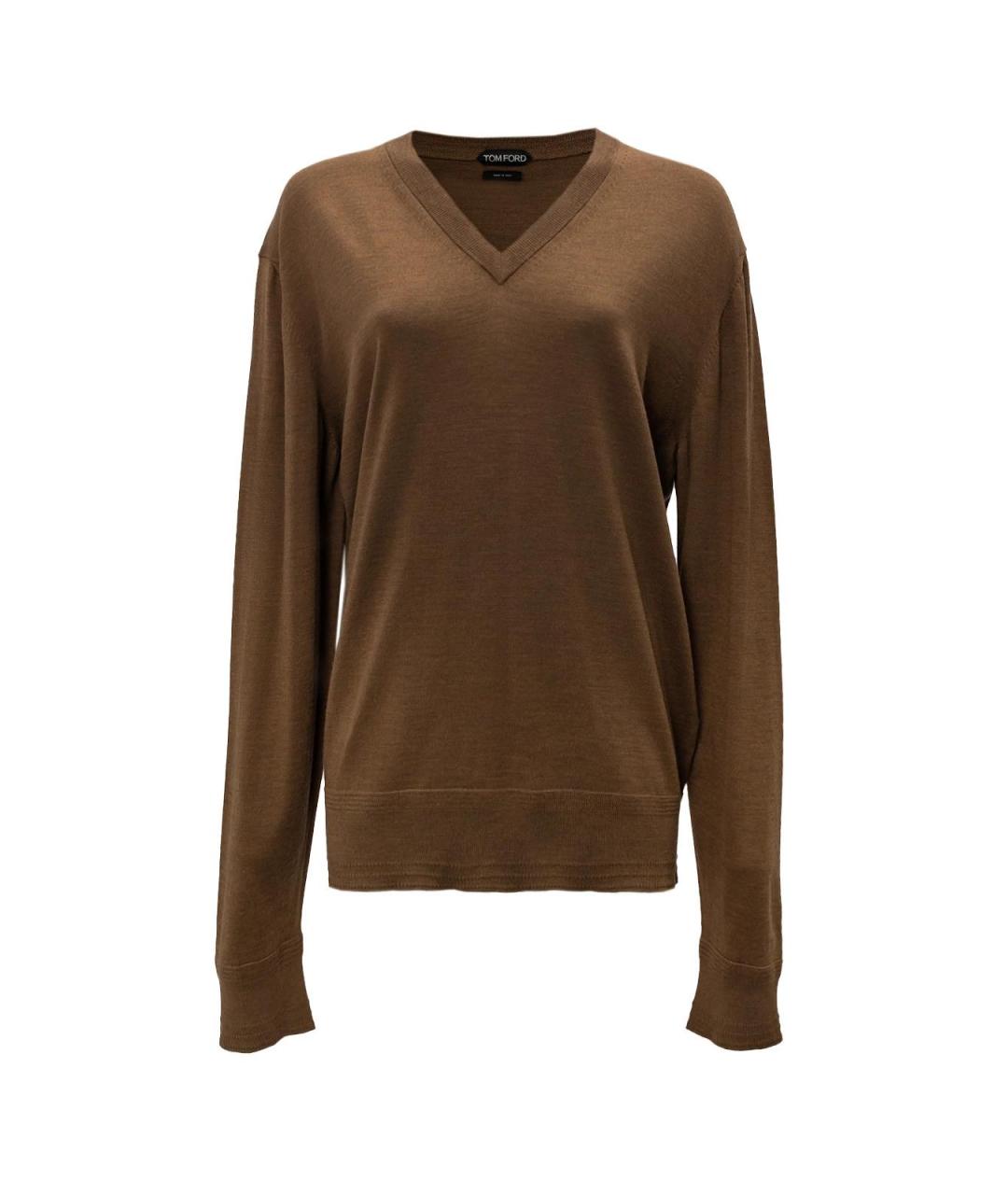 TOM FORD Коричневый шерстяной джемпер / свитер, фото 1