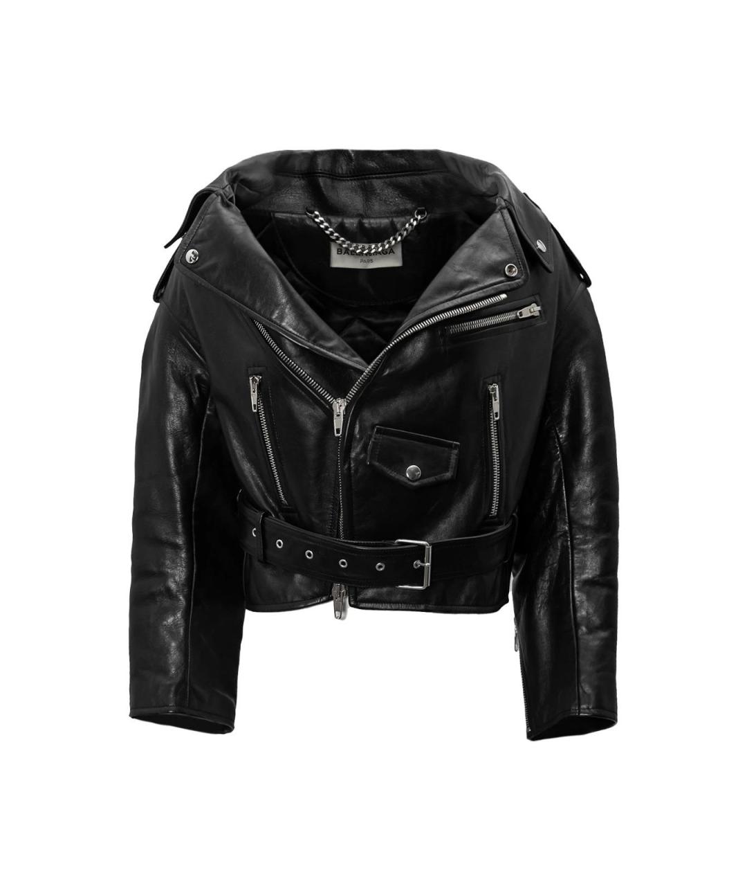 BALENCIAGA Черная кожаная куртка, фото 1