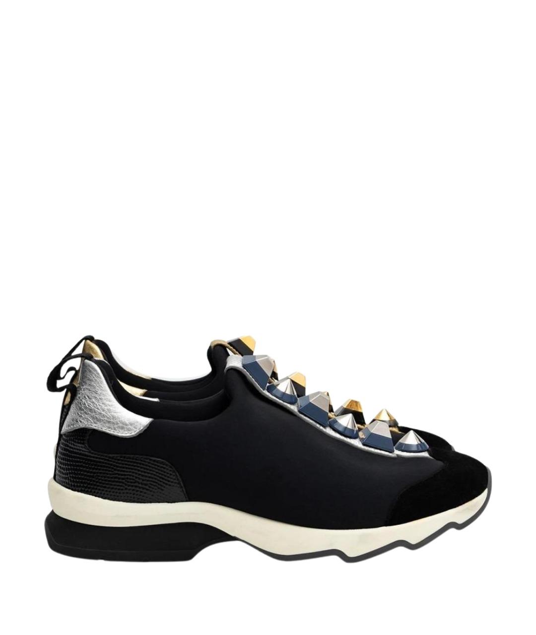 FENDI Черные замшевые кроссовки, фото 1