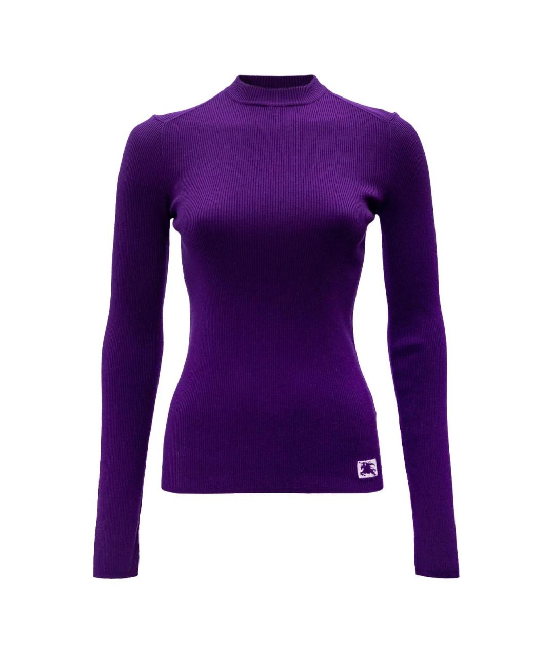 BURBERRY Фиолетовый шерстяной джемпер / свитер, фото 1