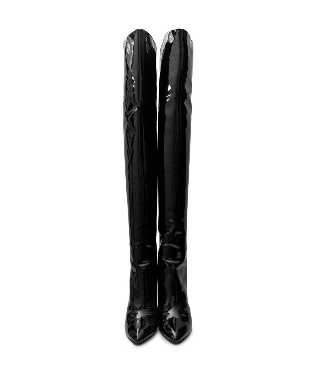 SAINT LAURENT Черные ботфорты из лакированной кожи, фото 4