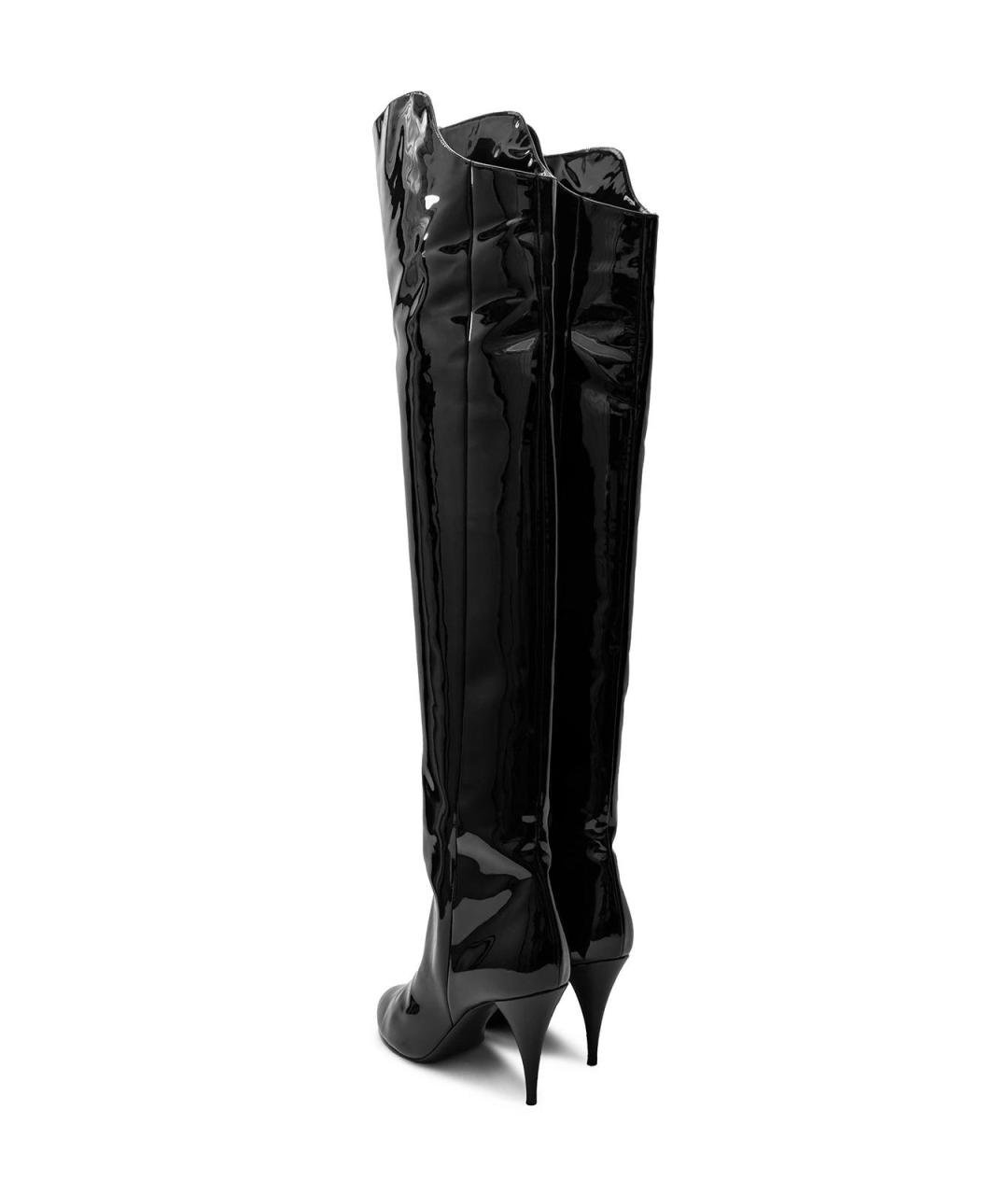 SAINT LAURENT Черные ботфорты из лакированной кожи, фото 3