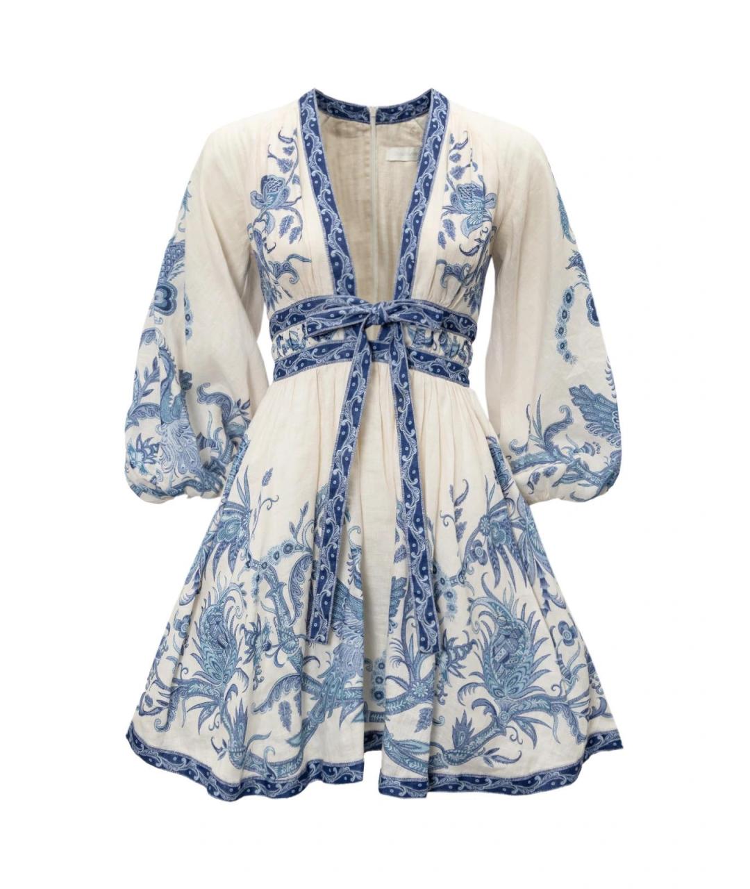 ZIMMERMANN Белое льняное повседневное платье, фото 1