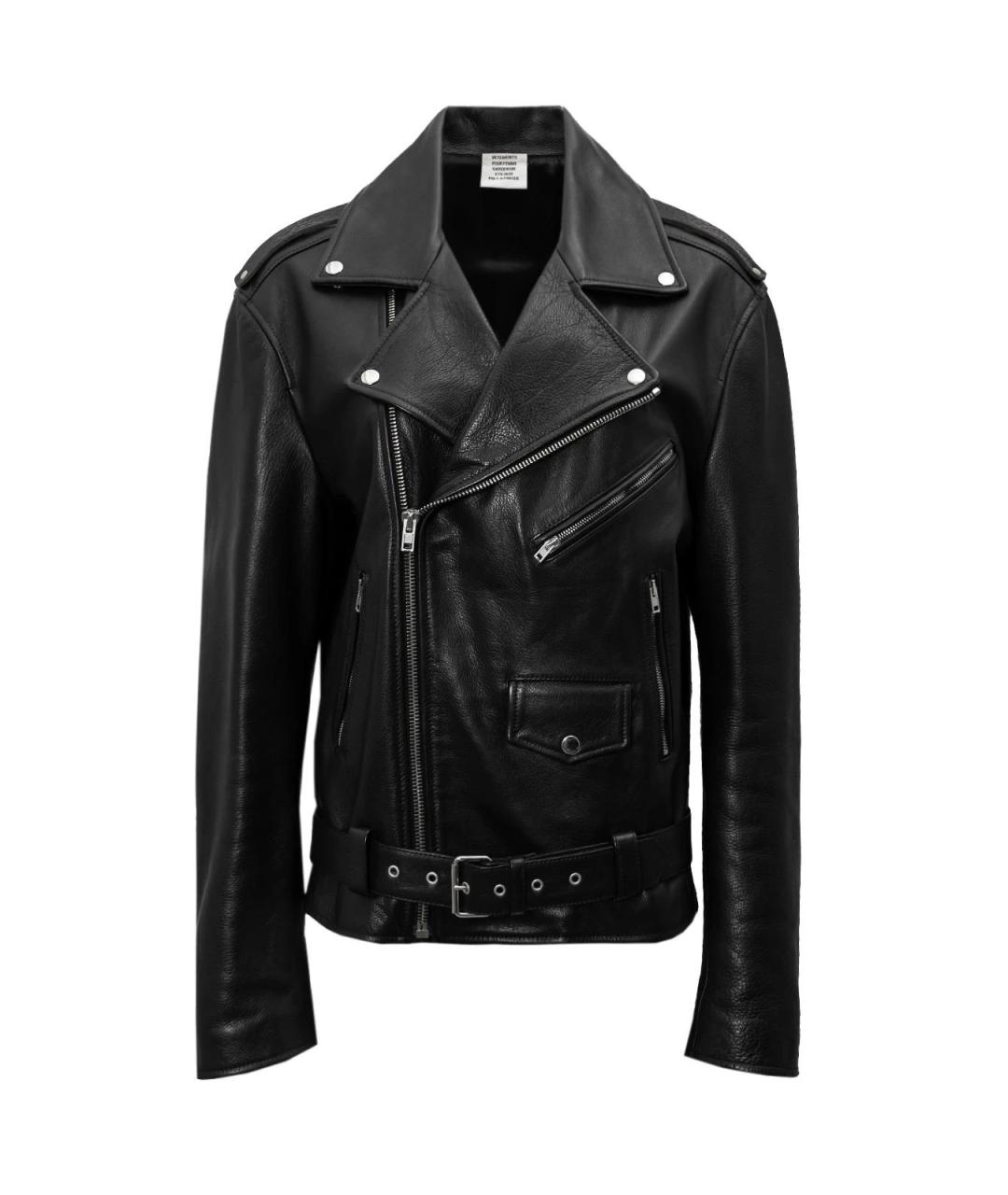 VETEMENTS Черная кожаная куртка, фото 1