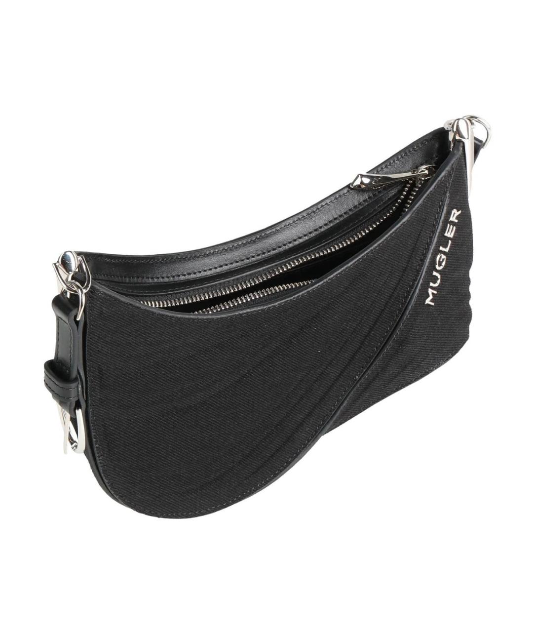 MUGLER Черная тканевая сумка через плечо, фото 2