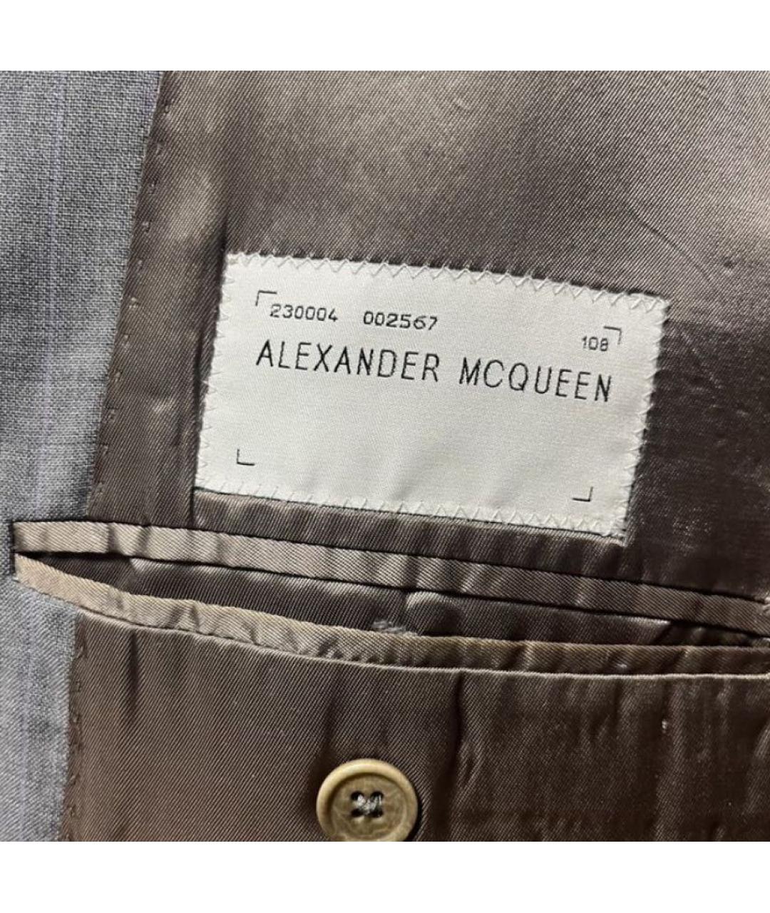 ALEXANDER MCQUEEN Серый шерстяной пиджак, фото 4