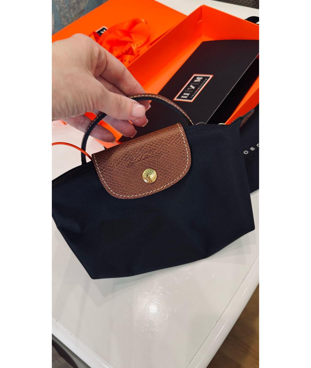 LONGCHAMP Черная тканевая сумка с короткими ручками, фото 5