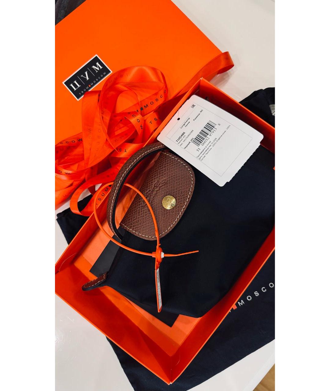 LONGCHAMP Черная тканевая сумка с короткими ручками, фото 3