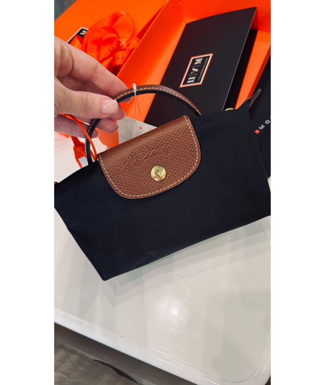 LONGCHAMP Черная тканевая сумка с короткими ручками, фото 2