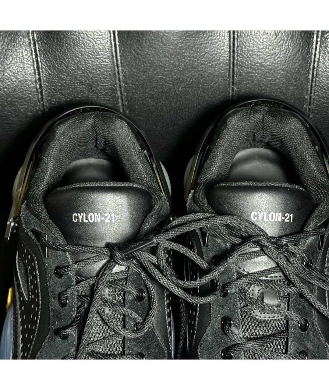 RAF SIMONS Черные кожаные низкие кроссовки / кеды, фото 8