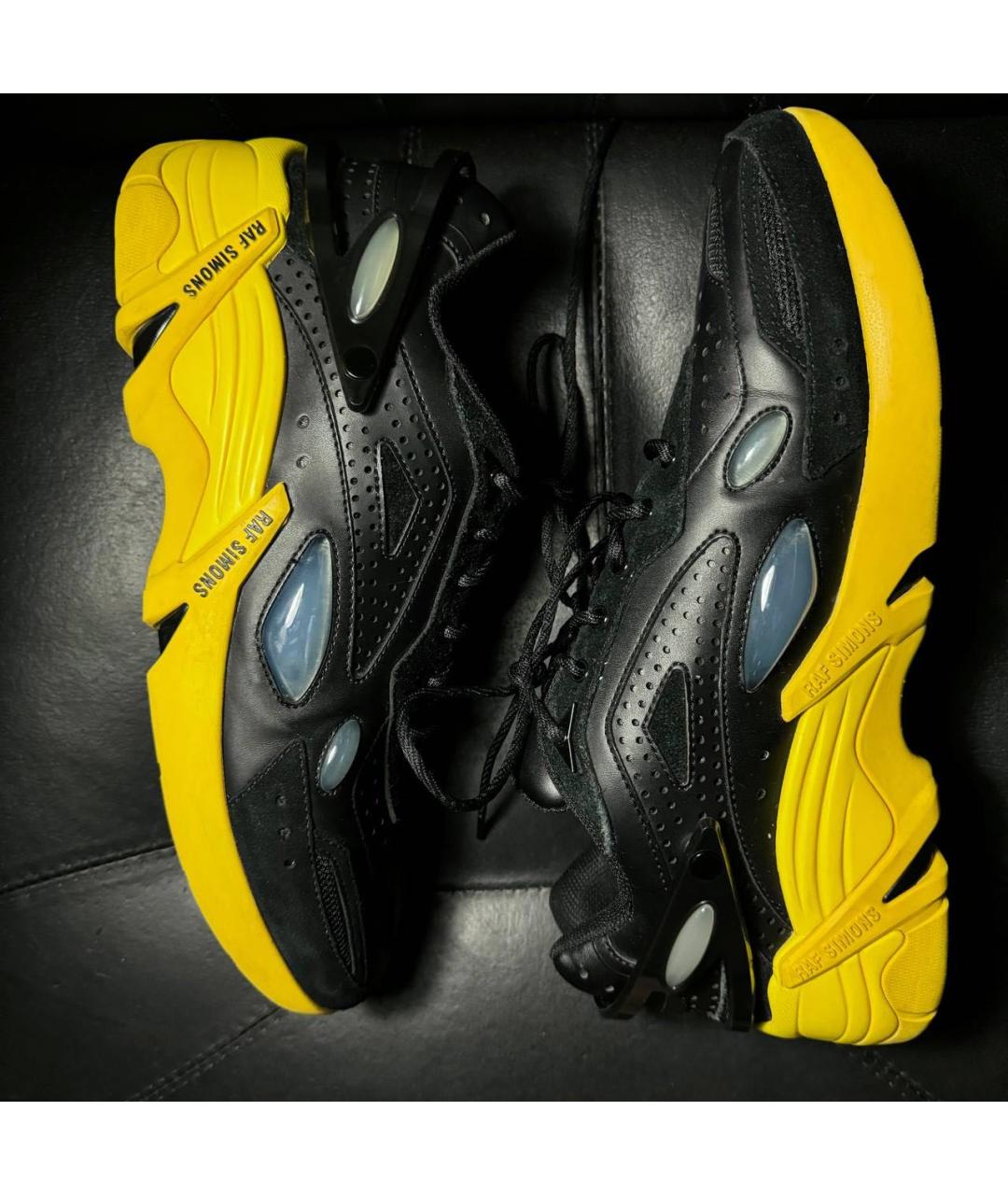 RAF SIMONS Черные кожаные низкие кроссовки / кеды, фото 4