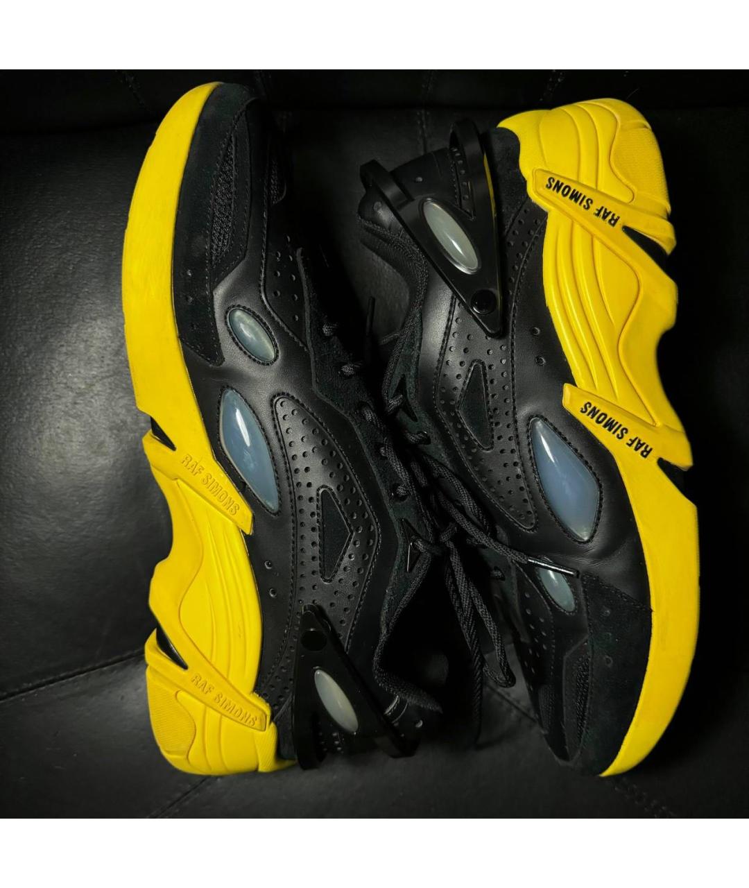 RAF SIMONS Черные кожаные низкие кроссовки / кеды, фото 7