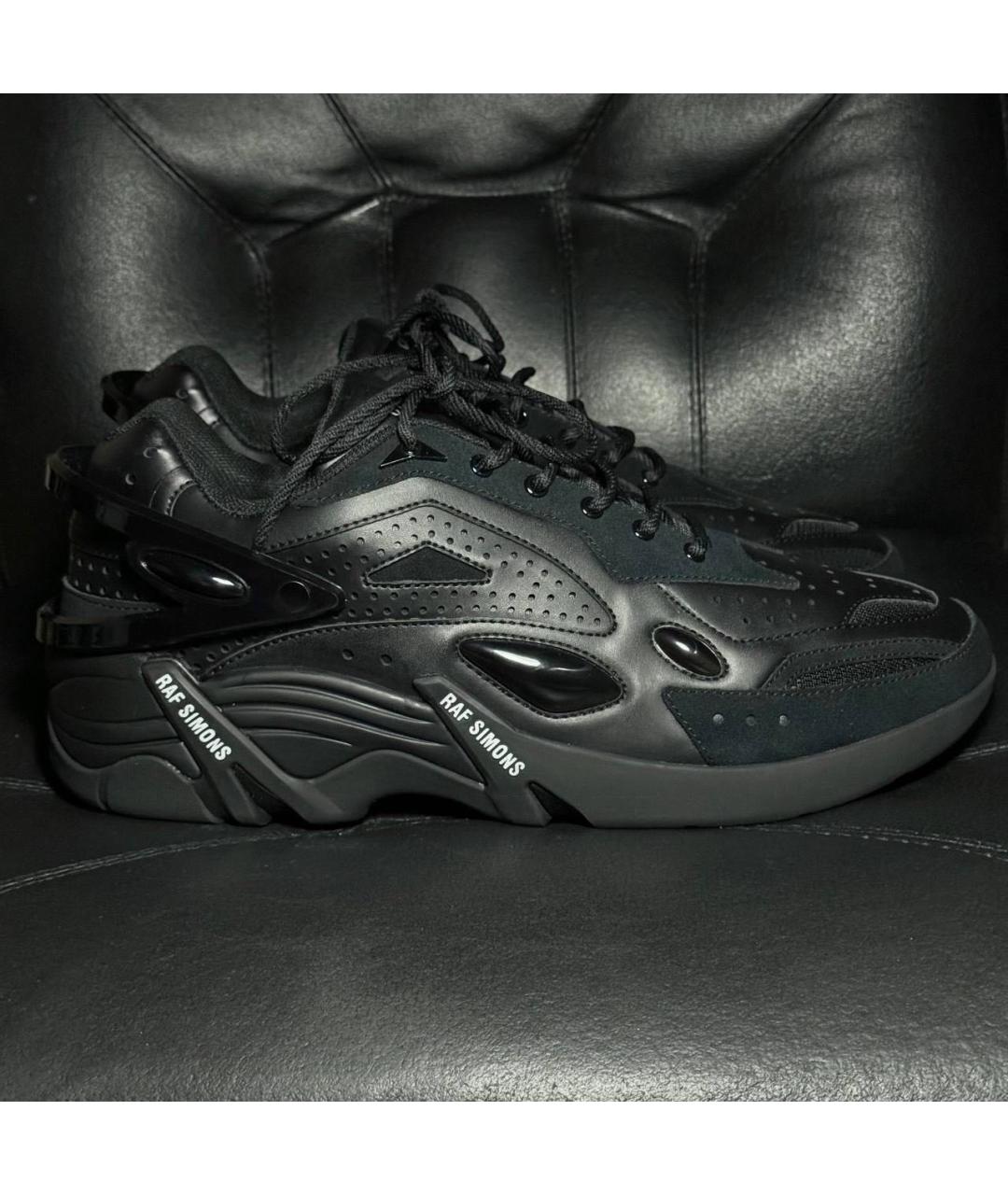 RAF SIMONS Черные кожаные низкие кроссовки / кеды, фото 9
