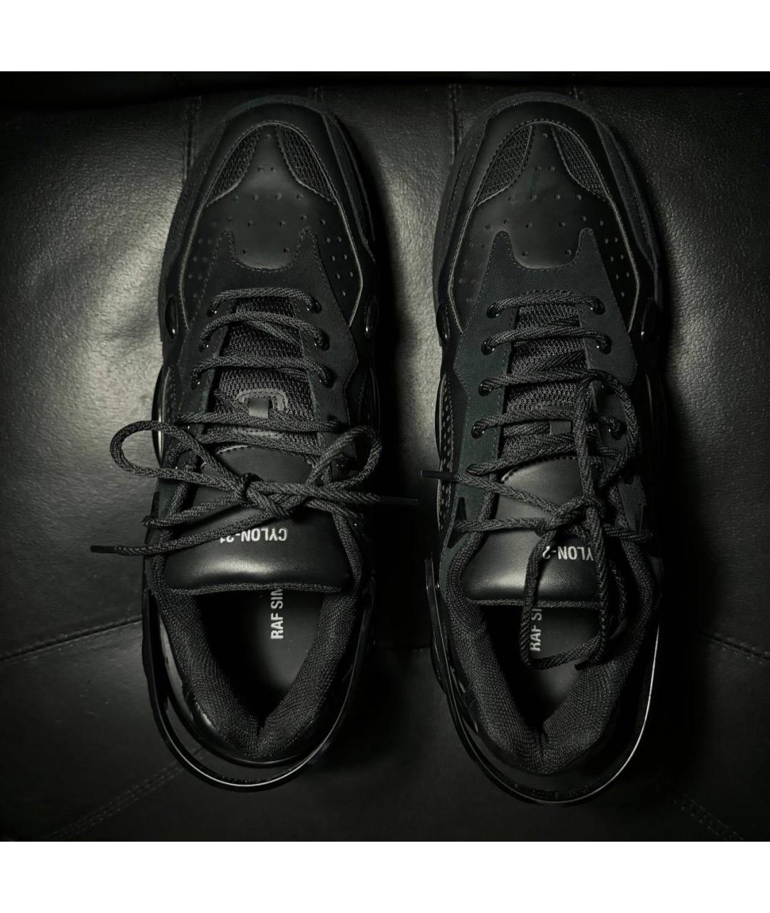 RAF SIMONS Черные кожаные низкие кроссовки / кеды, фото 5