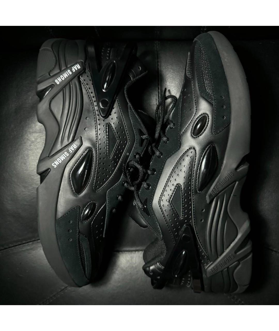 RAF SIMONS Черные кожаные низкие кроссовки / кеды, фото 3