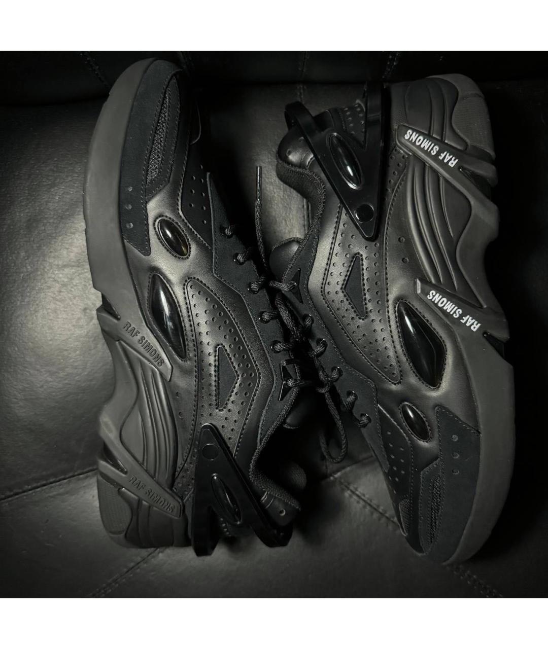 RAF SIMONS Черные кожаные низкие кроссовки / кеды, фото 4