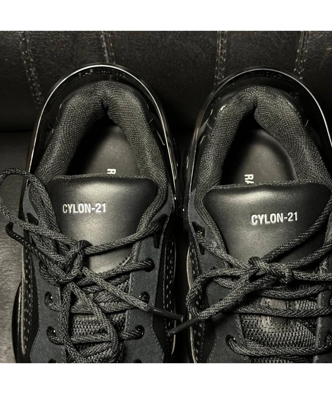 RAF SIMONS Черные кожаные низкие кроссовки / кеды, фото 6