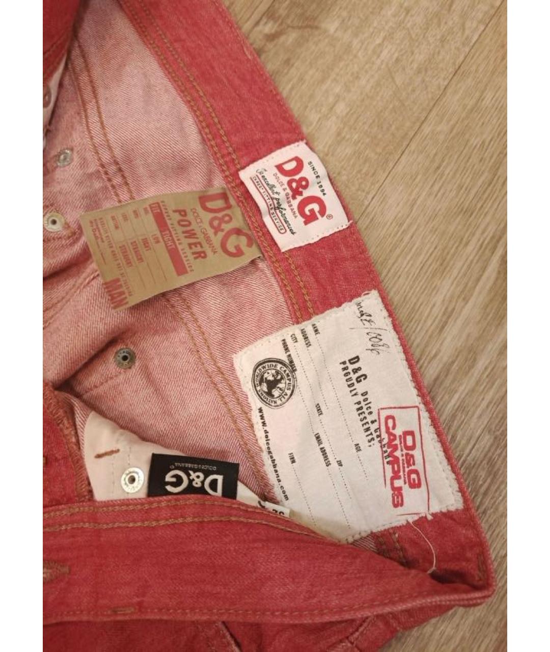 DOLCE&GABBANA Красные хлопковые прямые джинсы, фото 2