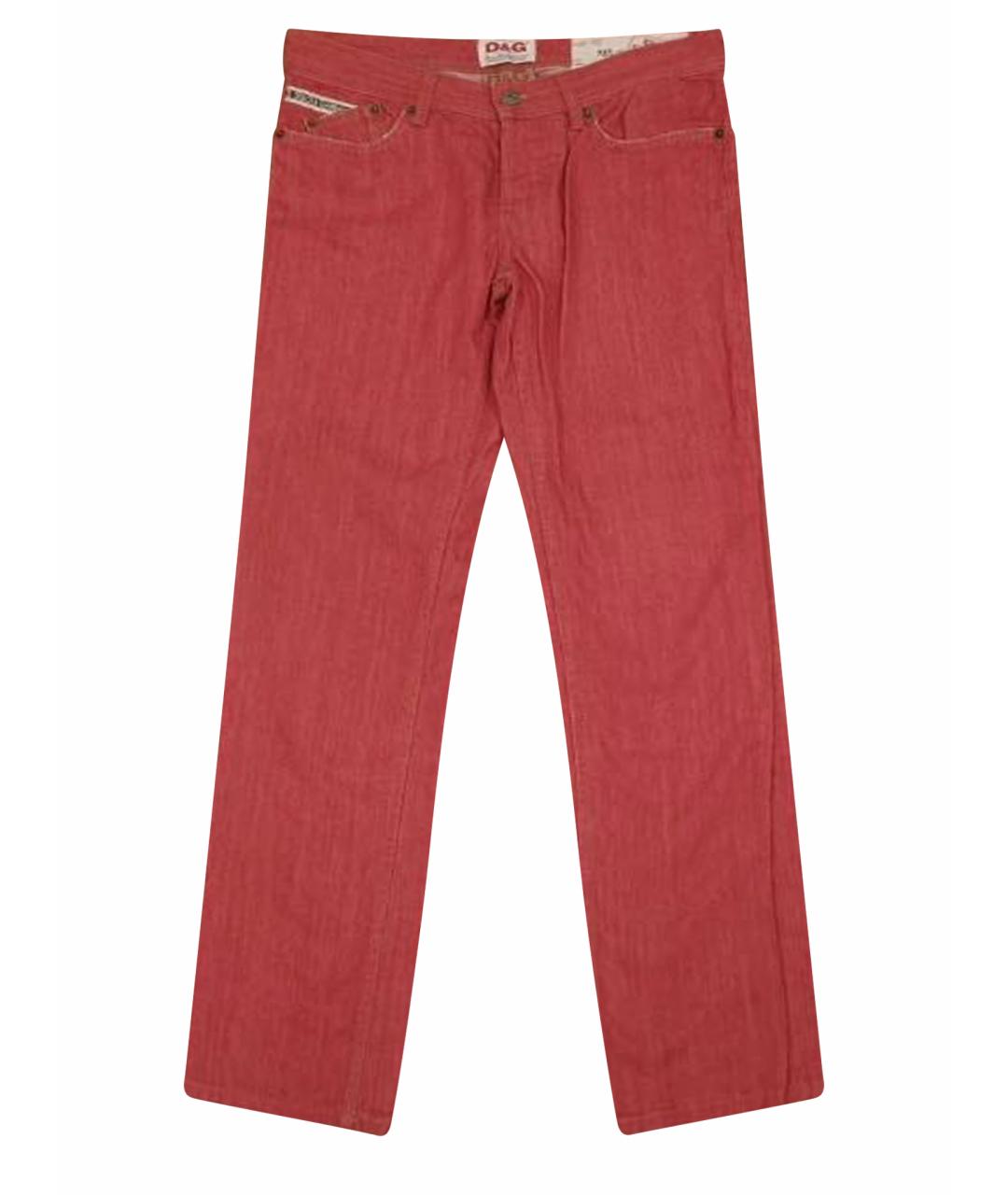DOLCE&GABBANA Красные хлопковые прямые джинсы, фото 1