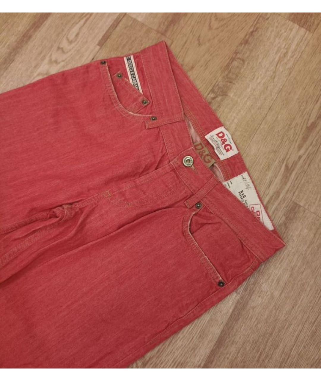 DOLCE&GABBANA Красные хлопковые прямые джинсы, фото 6
