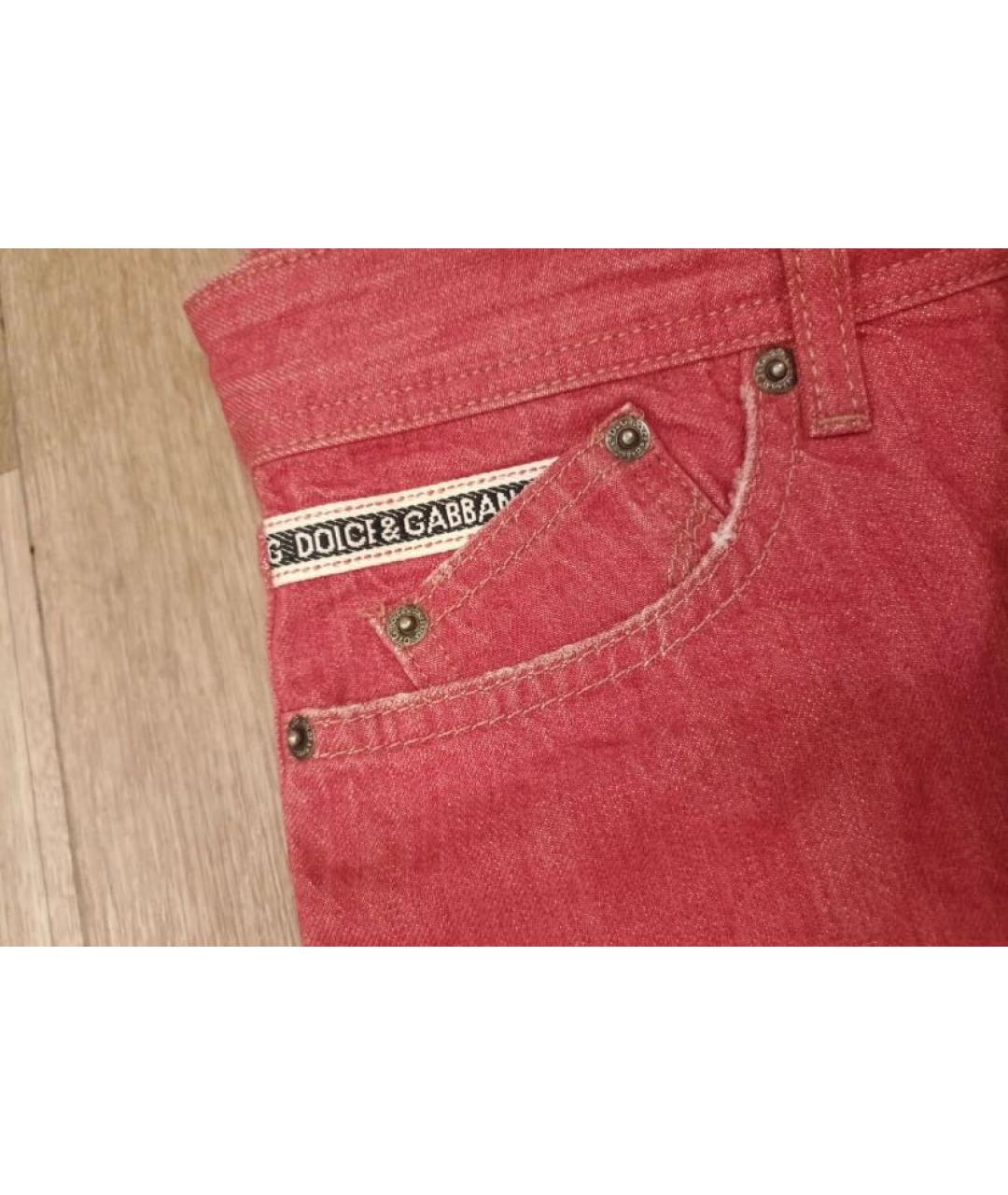 DOLCE&GABBANA Красные хлопковые прямые джинсы, фото 5