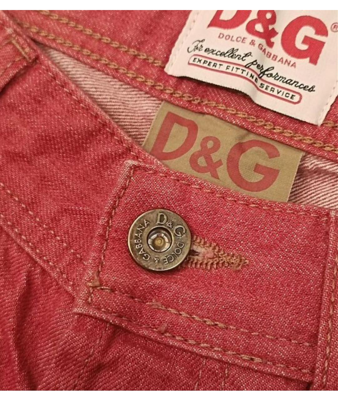 DOLCE&GABBANA Красные хлопковые прямые джинсы, фото 7
