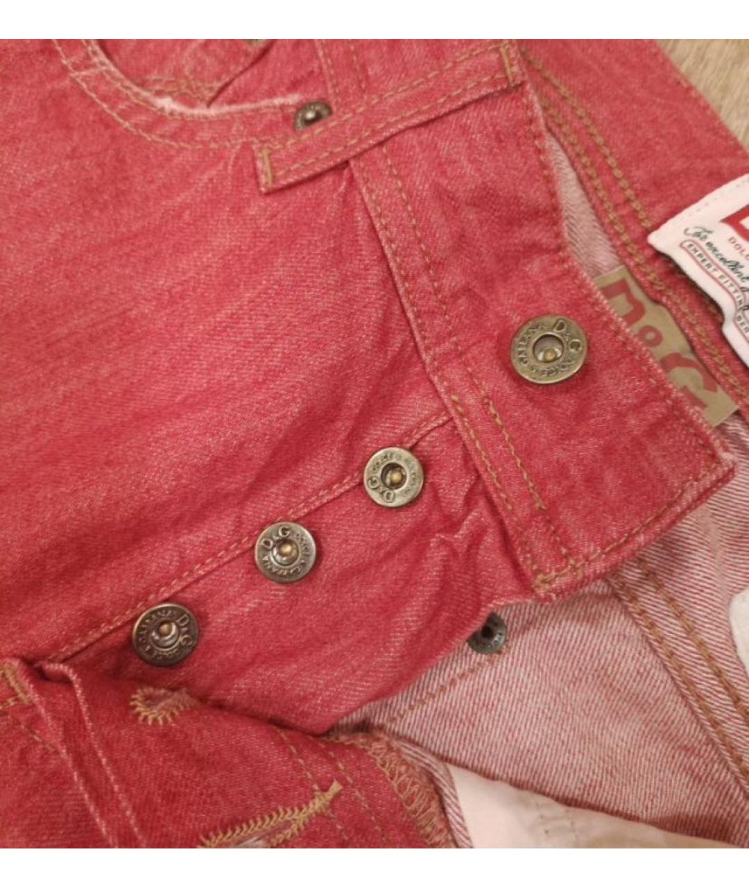 DOLCE&GABBANA Красные хлопковые прямые джинсы, фото 8