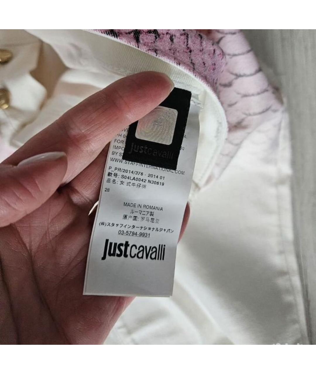 JUST CAVALLI Белые хлопко-эластановые джинсы слим, фото 6