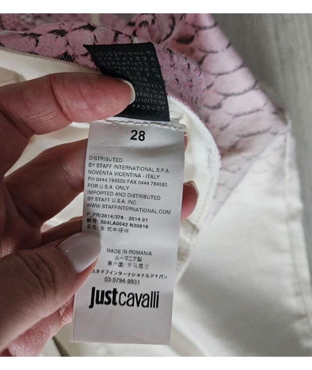 JUST CAVALLI Белые хлопко-эластановые джинсы слим, фото 7