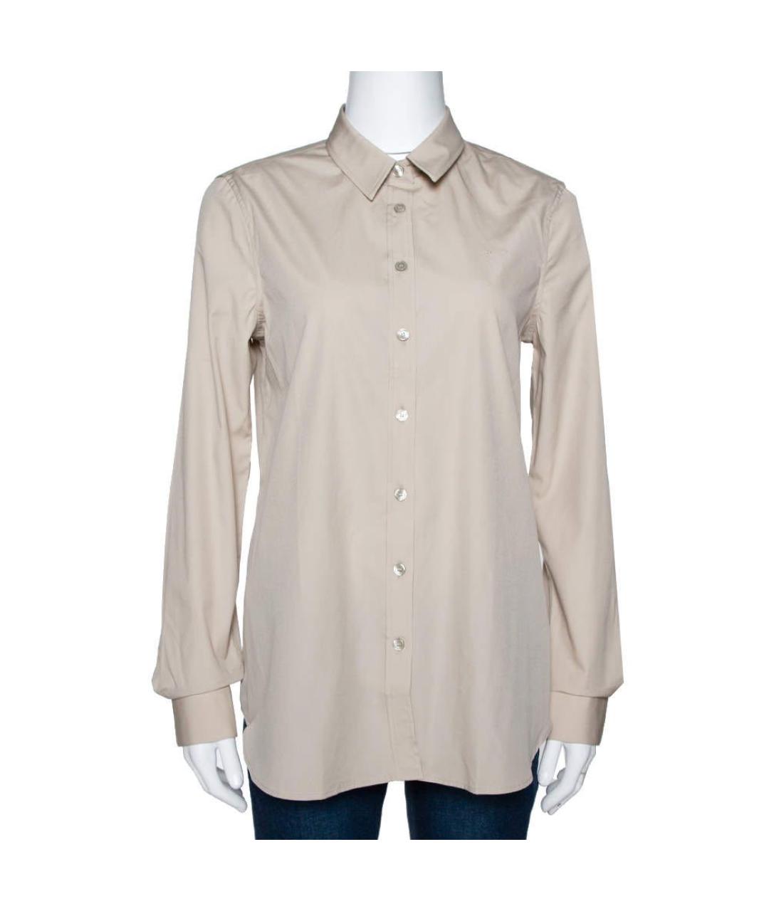BURBERRY Бежевая хлопко-эластановая рубашка, фото 9