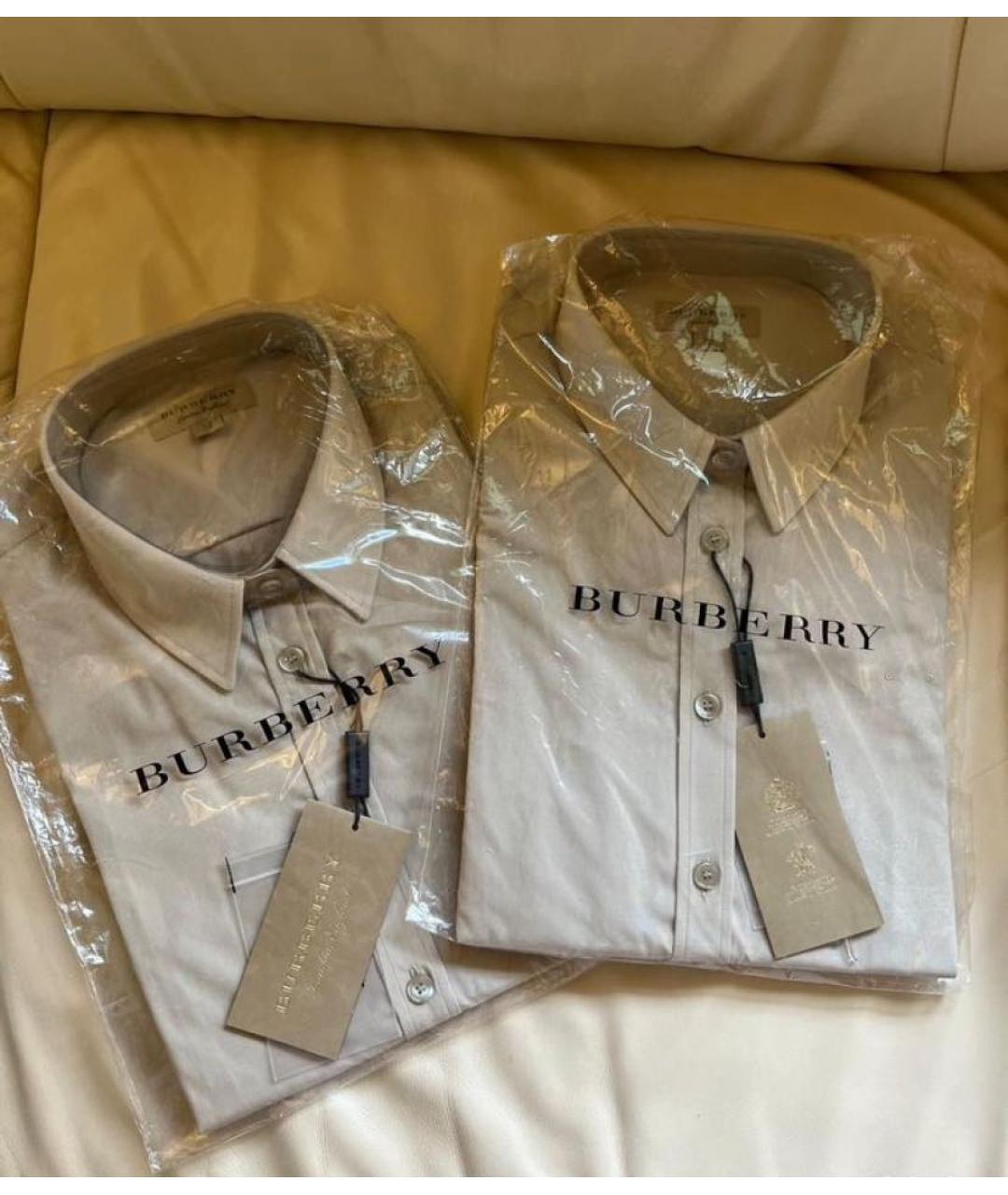 BURBERRY Бежевая хлопко-эластановая рубашка, фото 2