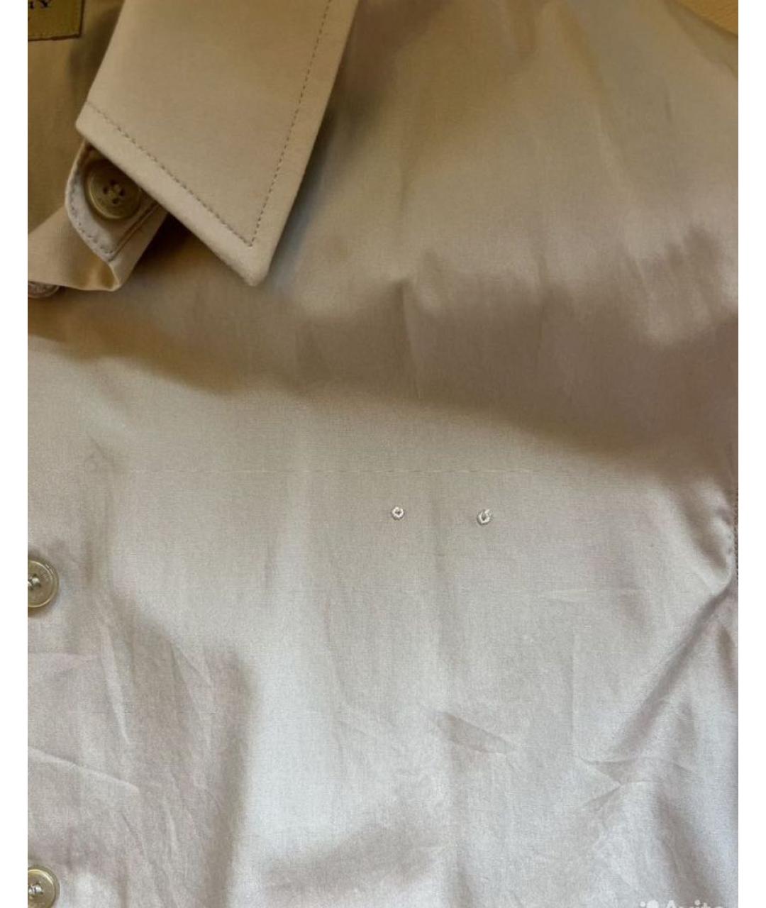 BURBERRY Бежевая хлопко-эластановая рубашка, фото 7