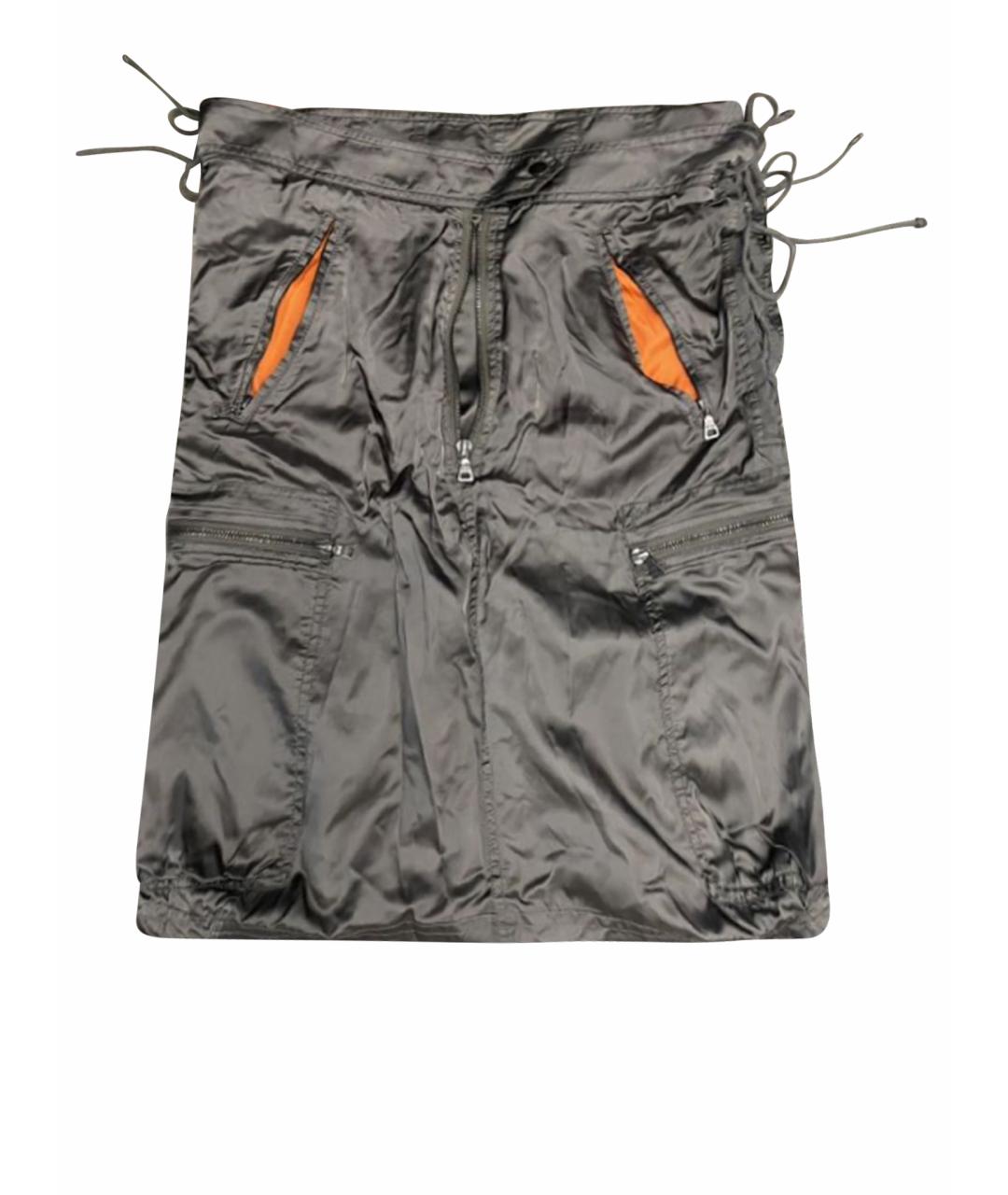 PRADA Серая полиамидовая юбка миди, фото 1