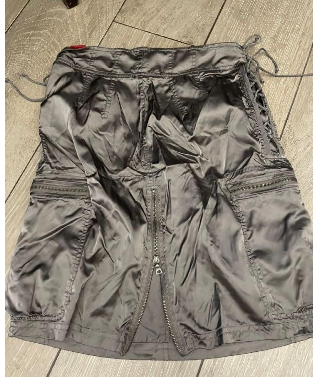 PRADA Серая полиамидовая юбка миди, фото 3