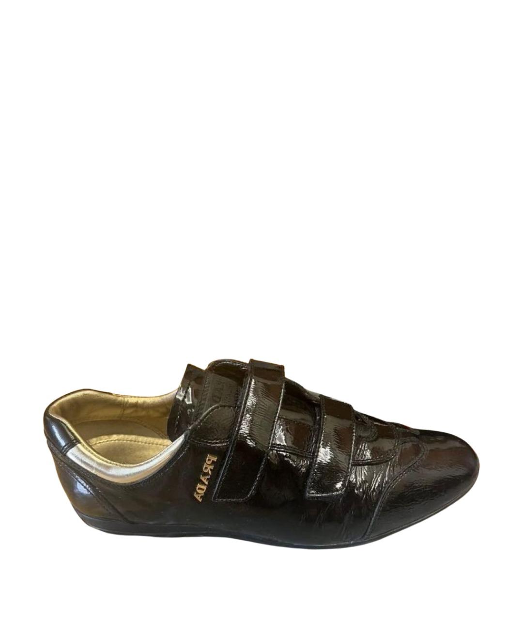 PRADA Черные кеды из лакированной кожи, фото 1
