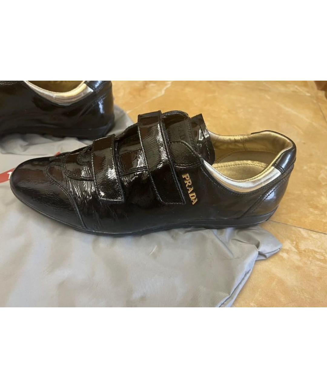 PRADA Черные кеды из лакированной кожи, фото 7