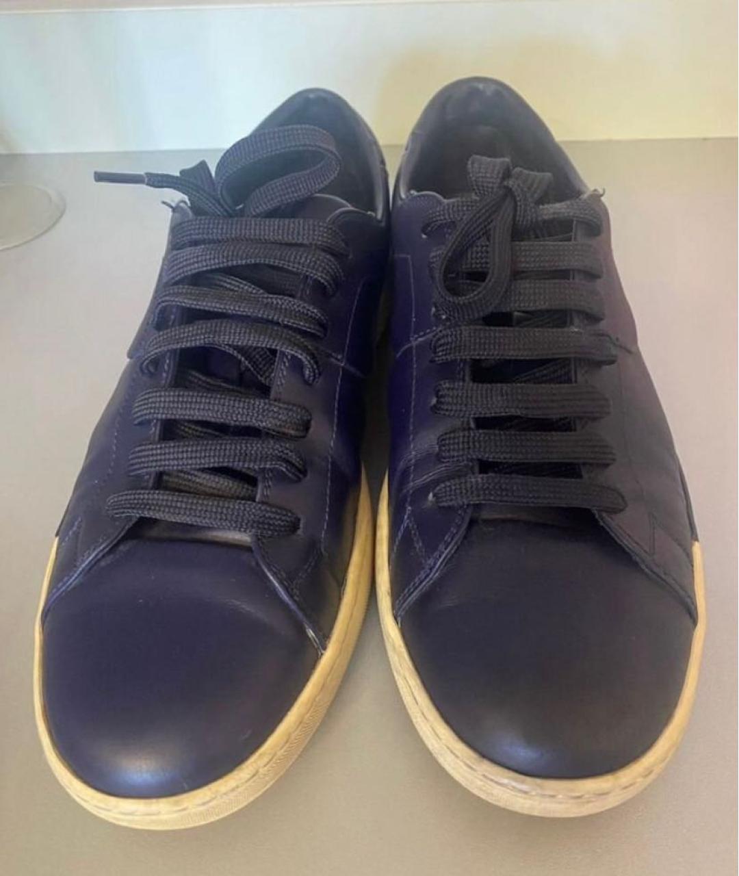 PRADA Темно-синие кожаные кеды, фото 4