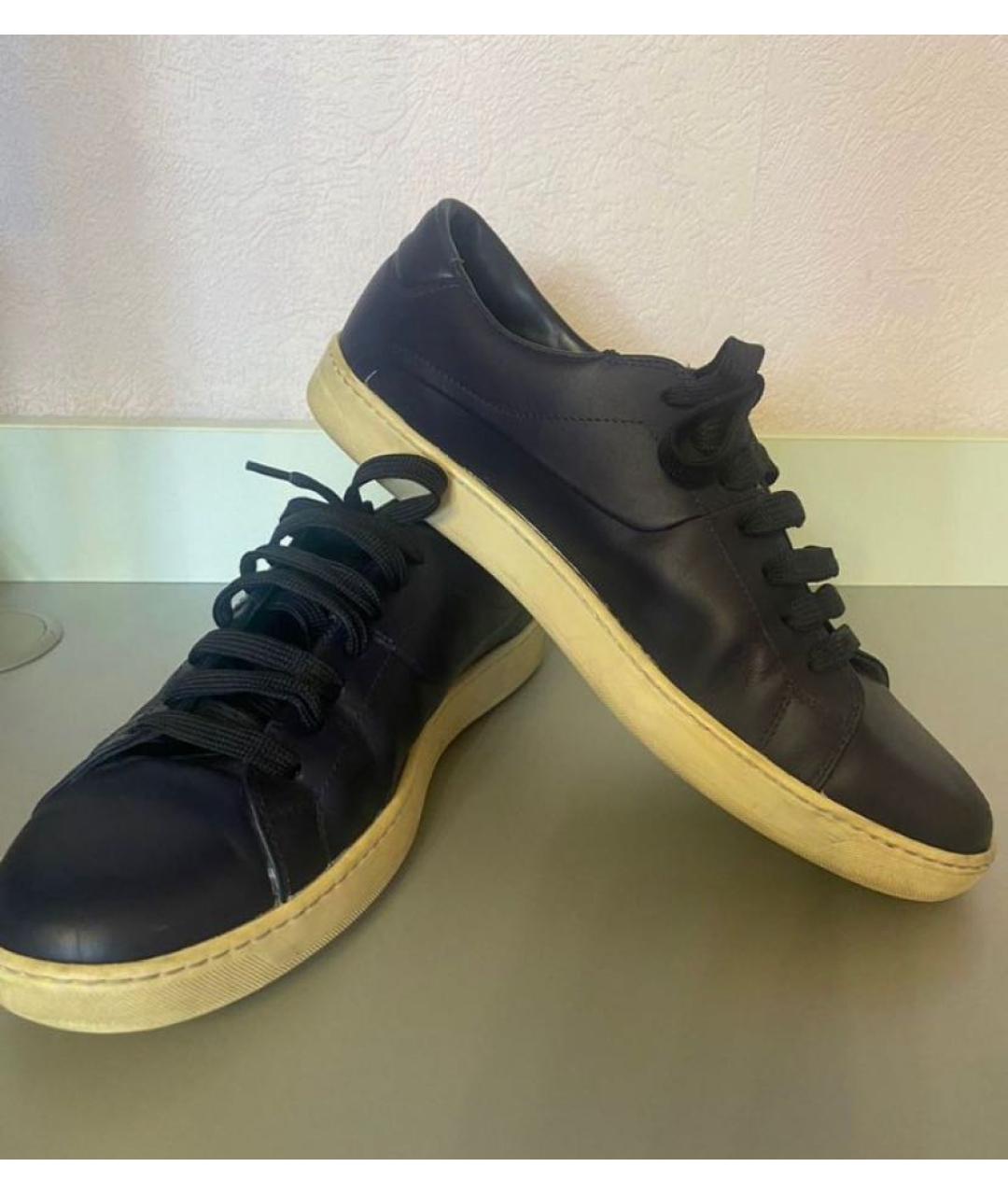 PRADA Темно-синие кожаные кеды, фото 6