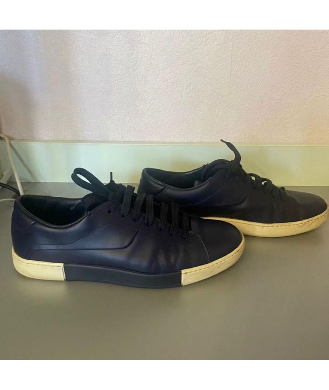 PRADA Темно-синие кожаные кеды, фото 8