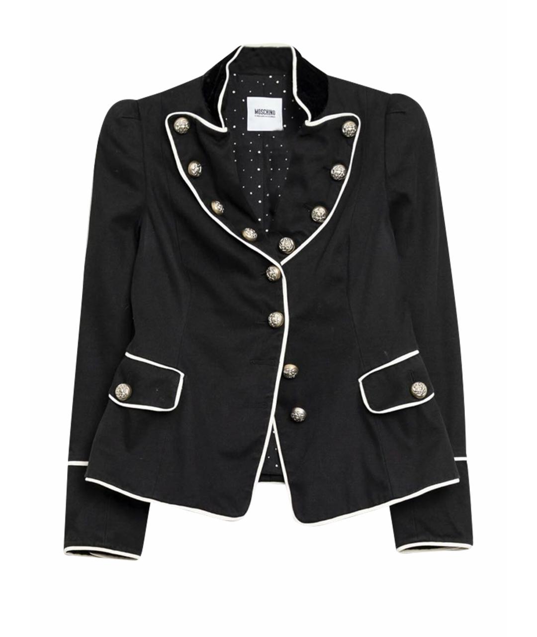 MOSCHINO Черный хлопко-эластановый жакет/пиджак, фото 1