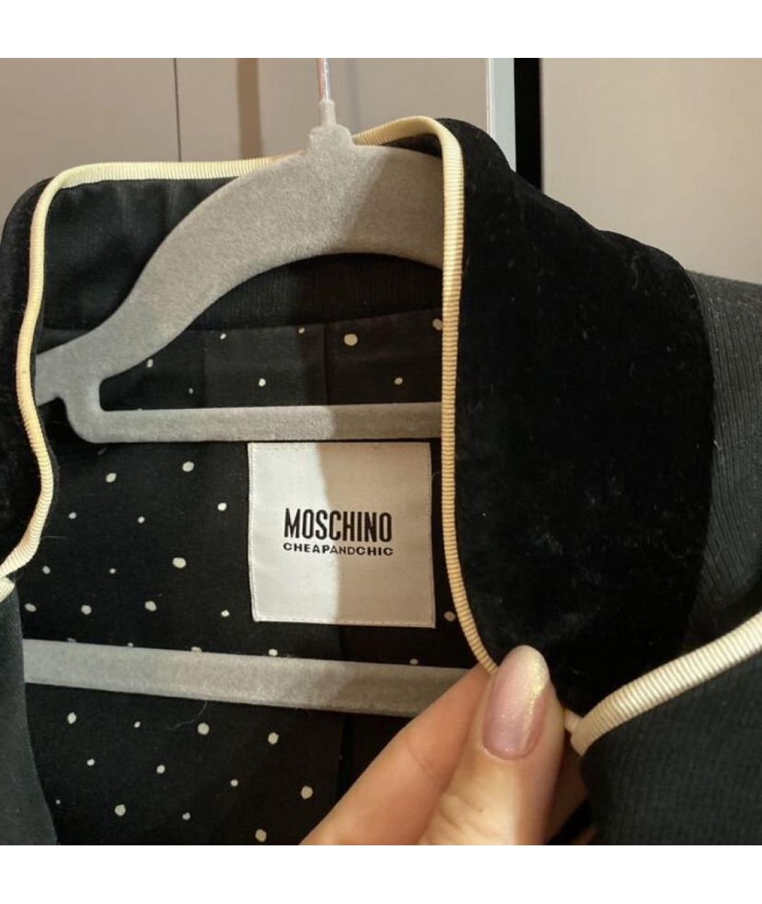 MOSCHINO Черный хлопко-эластановый жакет/пиджак, фото 4
