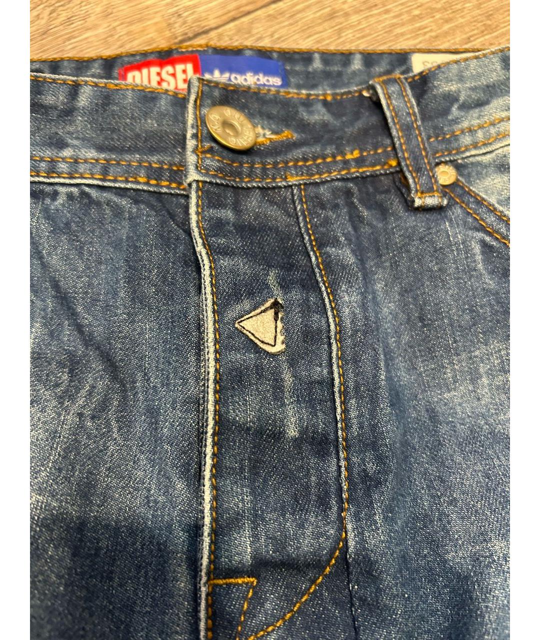 DIESEL Темно-синие хлопковые прямые джинсы, фото 3