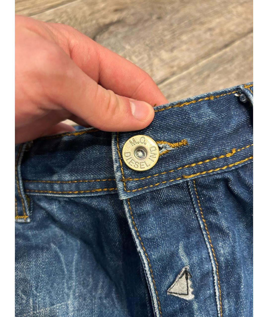 DIESEL Темно-синие хлопковые прямые джинсы, фото 5