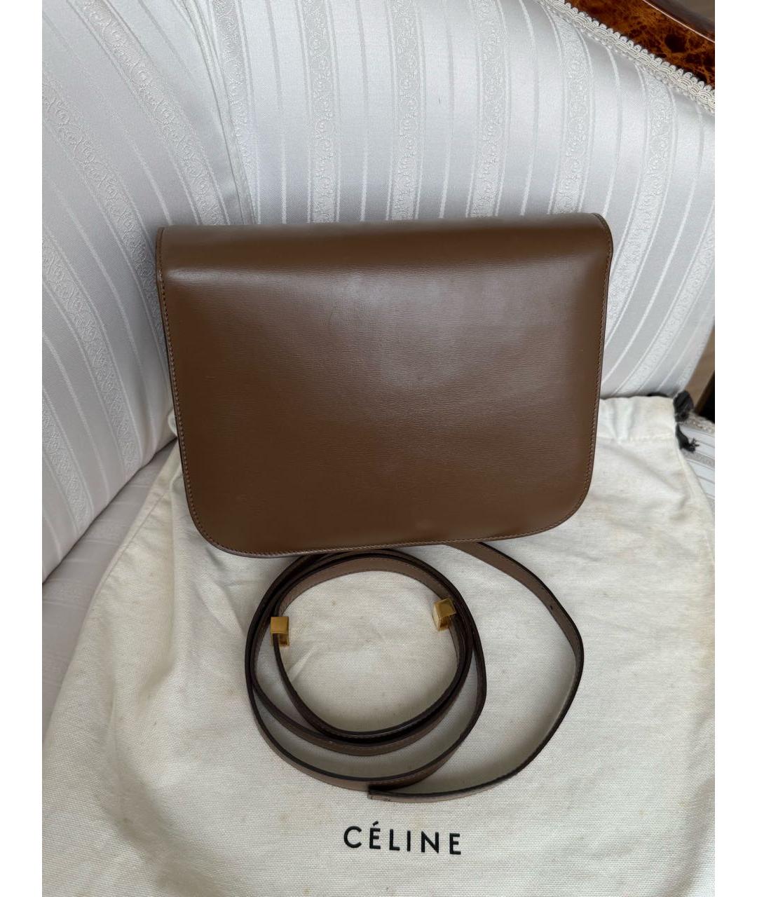 CELINE Коричневая кожаная сумка через плечо, фото 2